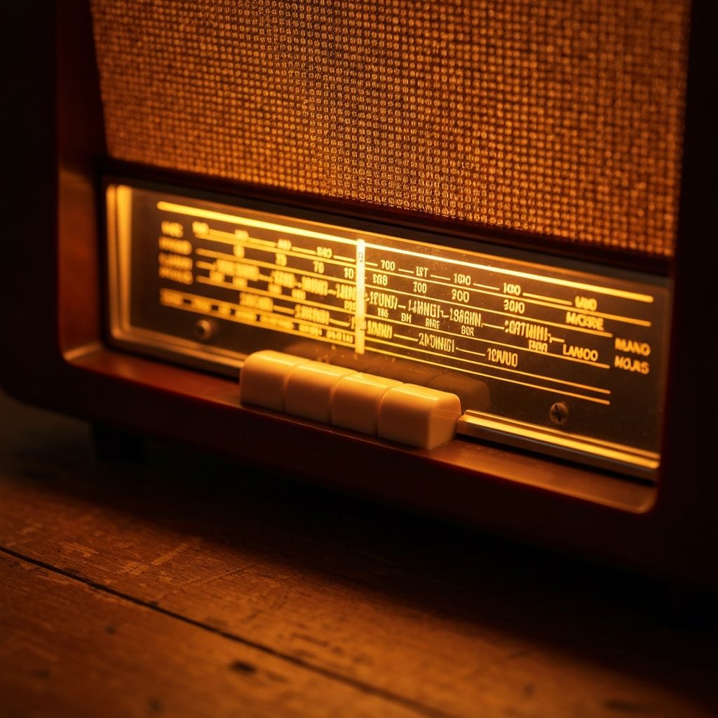 Closeup of a vintage radio